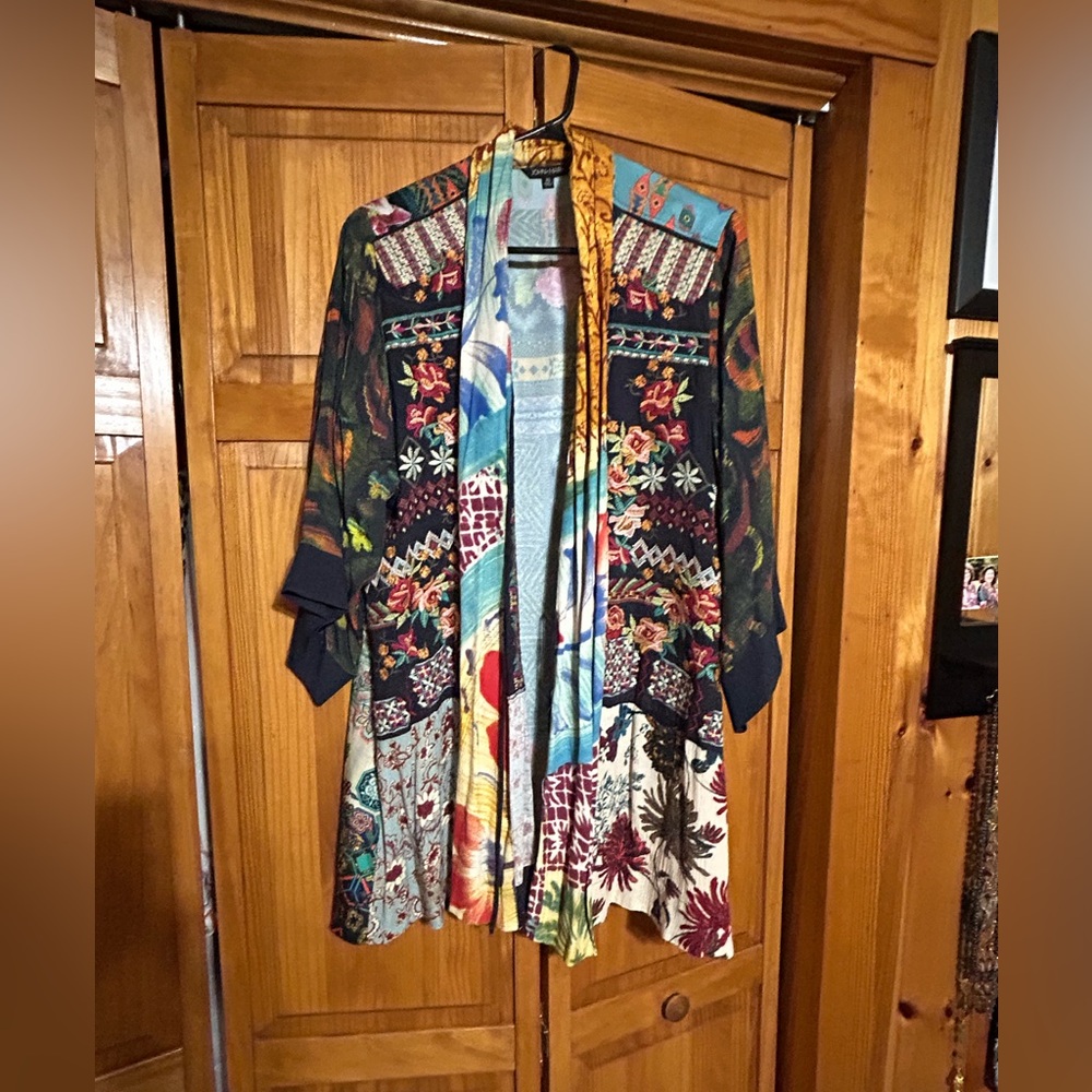 John Mark Multicolor Boho Patchwork Kimono - image 1